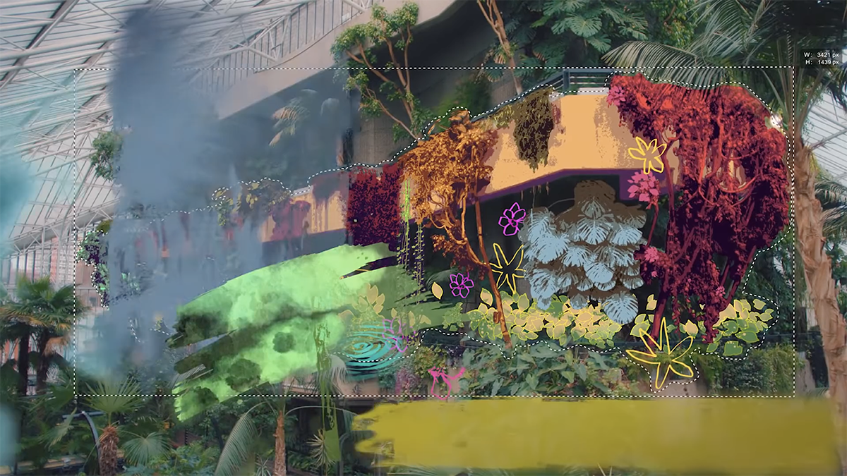 Animated digital painting of plants