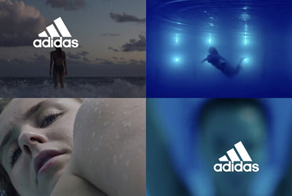 four images or sportswomen and the adidas logo
